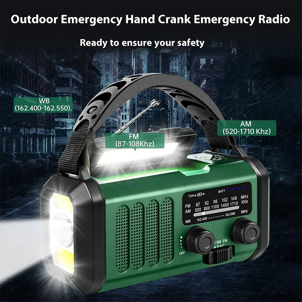 Hand Crank Emergency Radio 20000mAh Solar Radio with Flashlight Reading Lamp SOS Alarm AM/FM Survival Radio for Emergency/Home