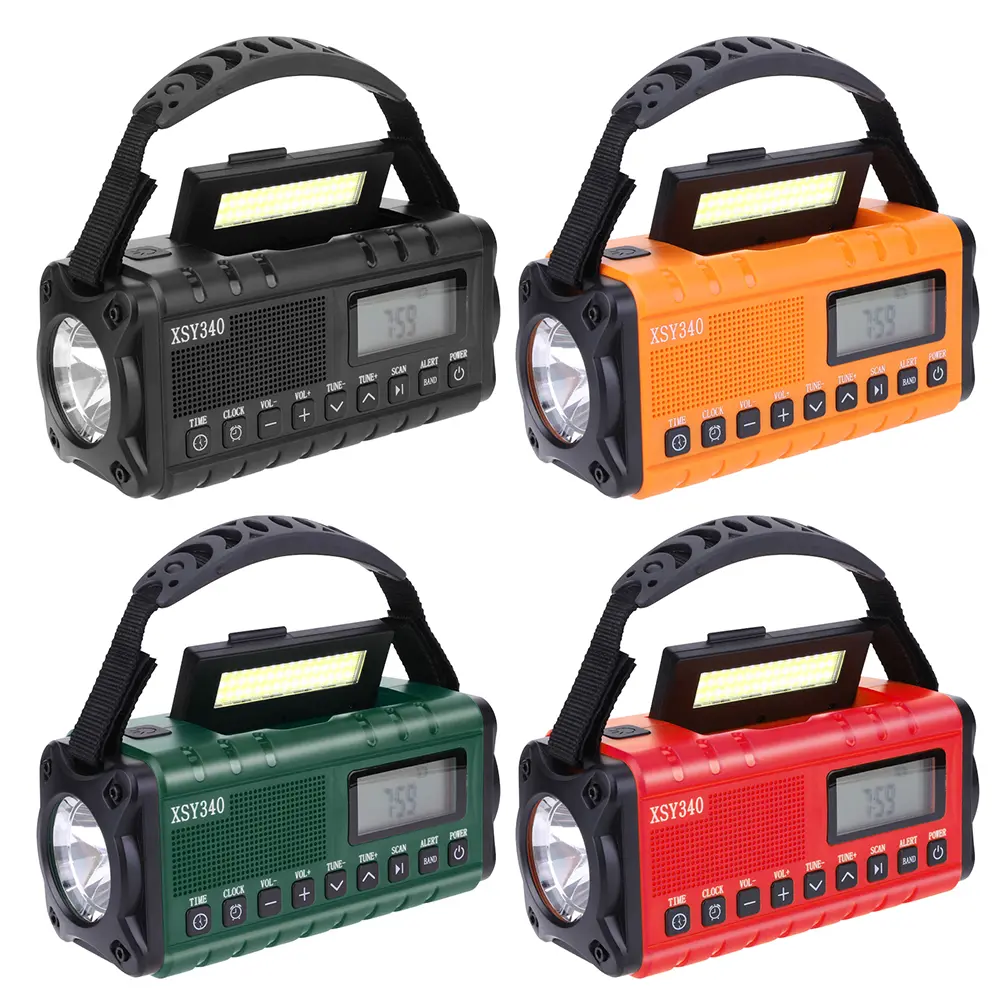 10000mAh Emergency Hand Crank Radio 4 Ways Powered Portable Emergency Radio Reading Lamp Headphone Jack SOS for Outdoor Survival