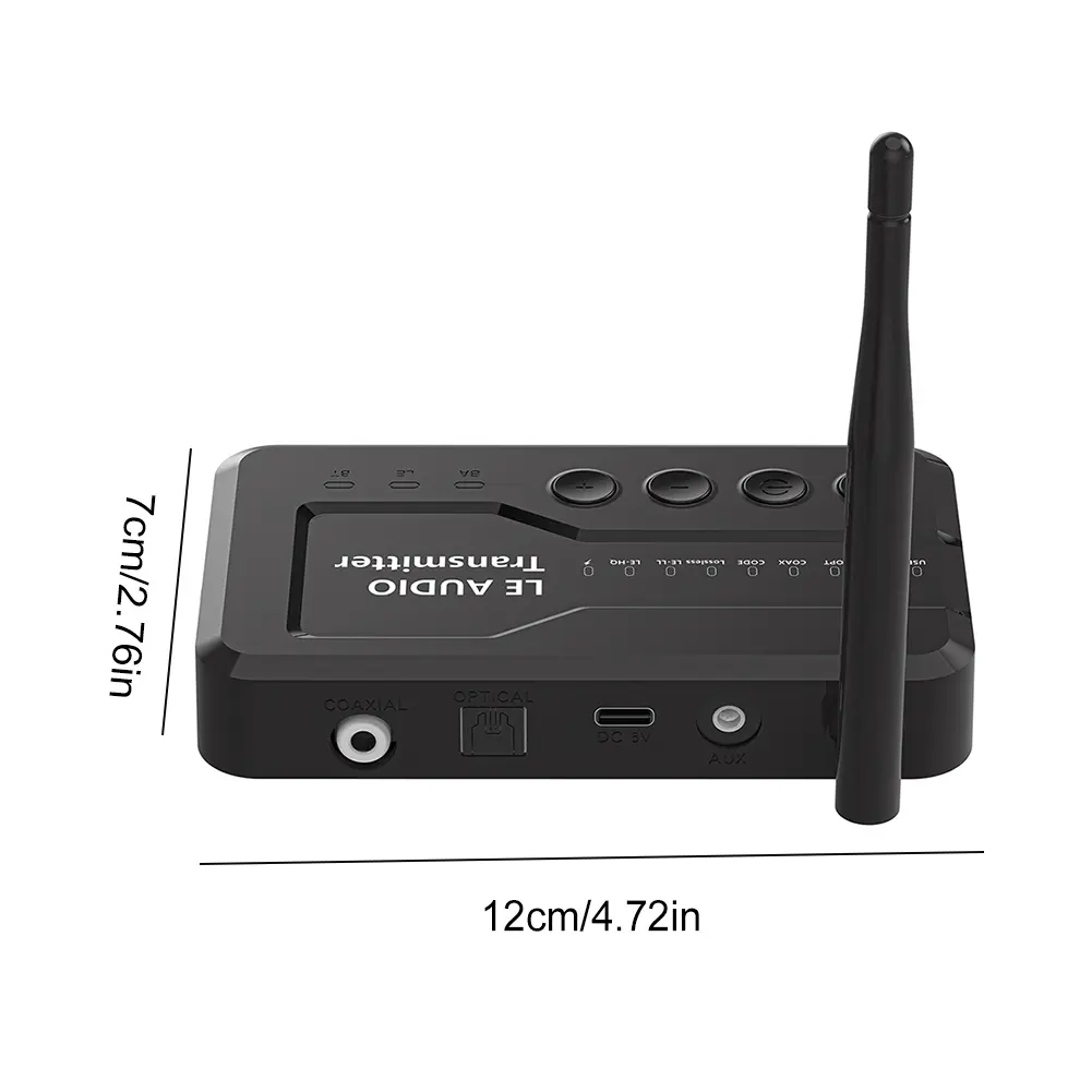 LE Wireless Audio Music Transmitter Adapter with USB/AUX/Opt/Coax Bluetooth-Compatible 5.3 Home Stereo Audio Transmitter Adapter