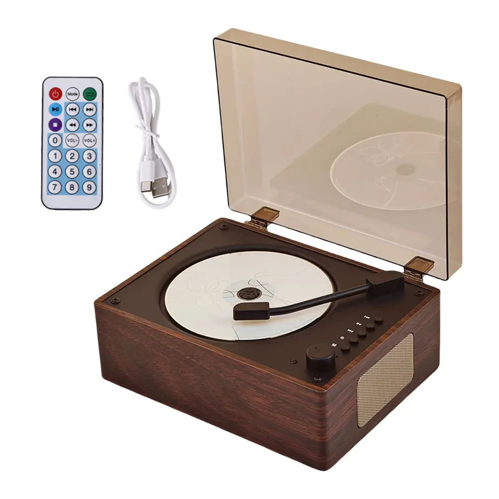 Home Music Player Rechargeable Support CD BT USB 3.5mm AUX CD Music Player Bluetooth-Compatible 5.0 Desktop CD Player Home Decor
