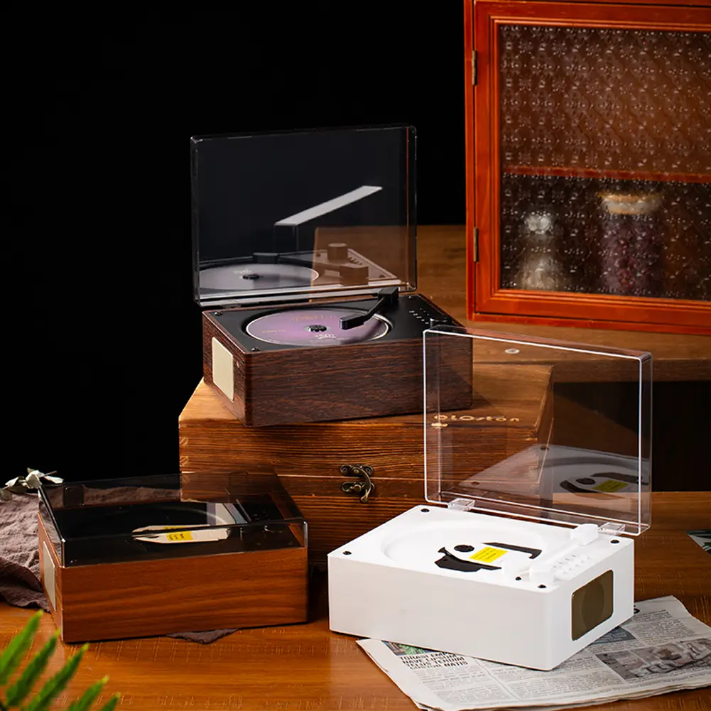 Home Music Player Rechargeable Support CD BT USB 3.5mm AUX CD Music Player Bluetooth-Compatible 5.0 Desktop CD Player Home Decor