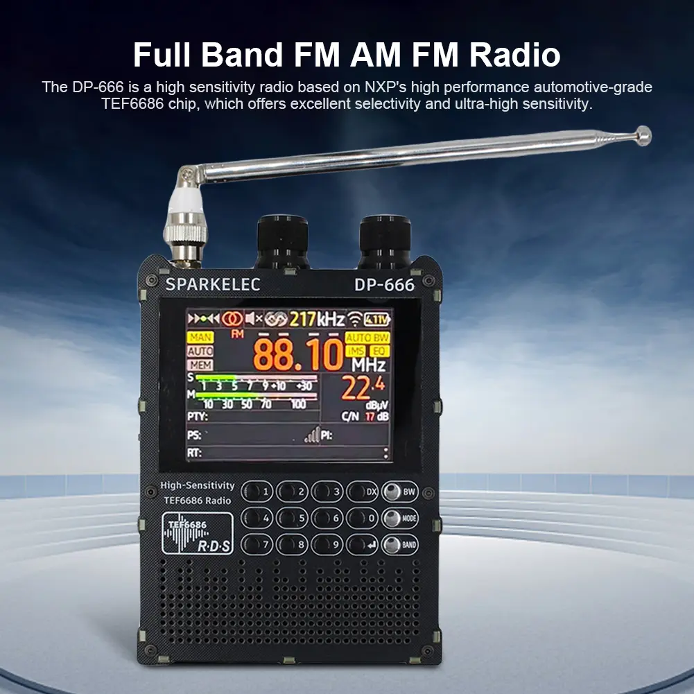 DP-666 TEF6686 High Sensitivity Full Band FM AM Short Wave Radio with LCD Display DSP Full Band Portable Radio