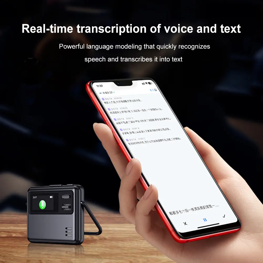 AI Intelligent Voice Recorder Voice Activated Voice To Text Conversion Device Noise Reduction Audio Recorder Language Translator