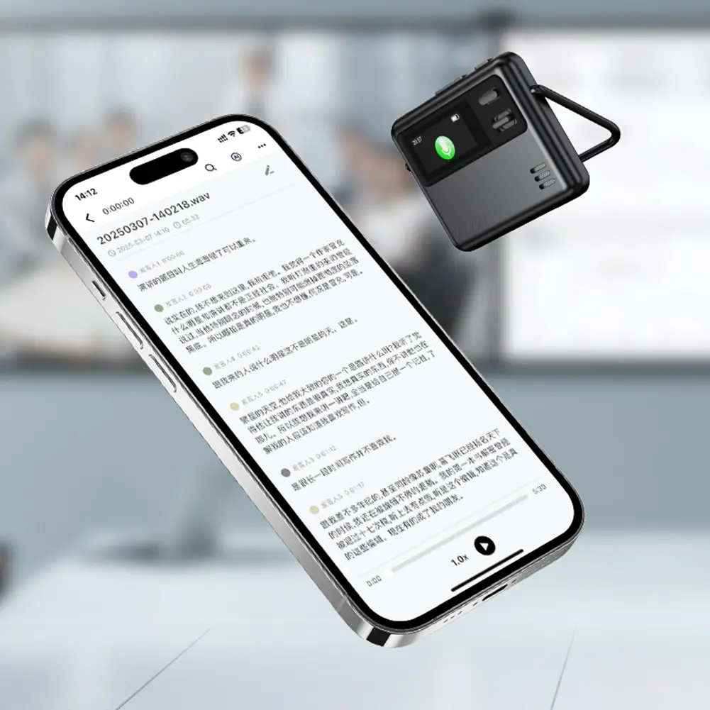 AI Intelligent Voice Recorder Voice Activated Voice To Text Conversion Device Noise Reduction Audio Recorder Language Translator
