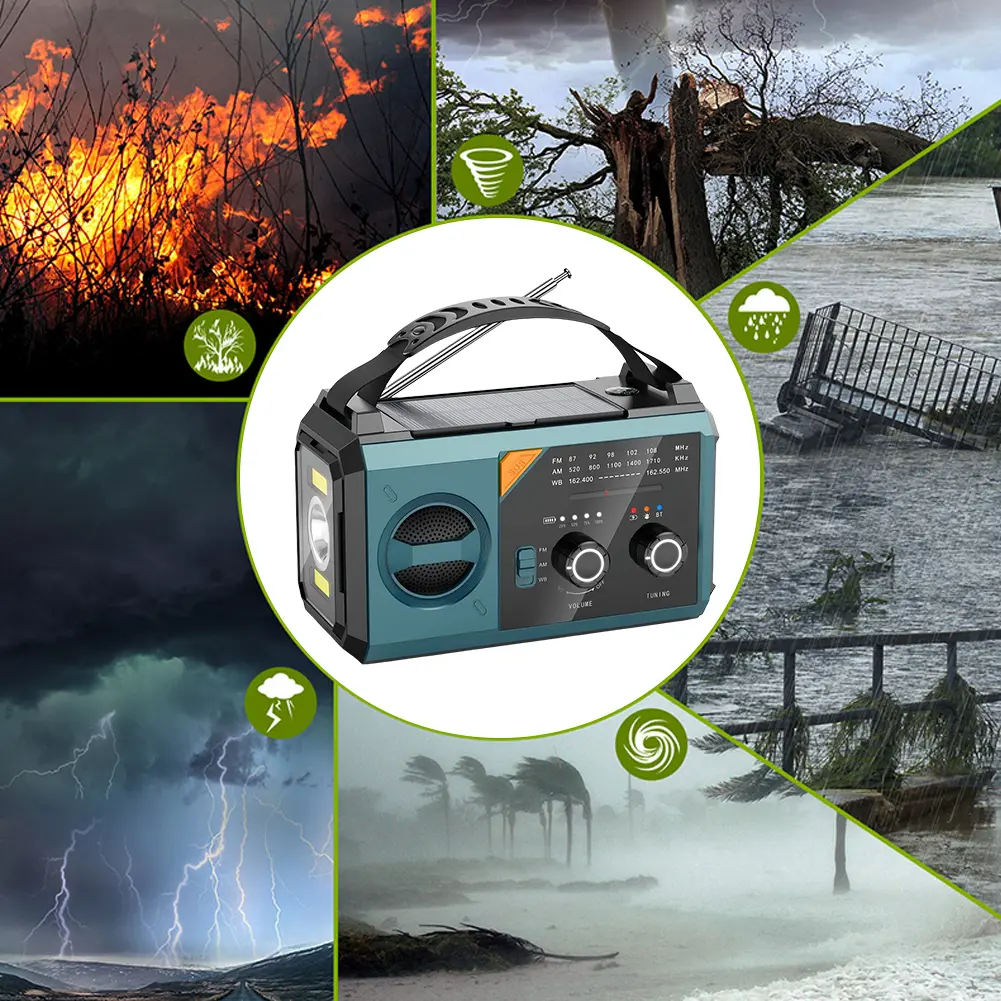 20000mAh Solar Emergency Weather Radio Flashlight & Reading Light AM FM NOAA Compass Cell Phone Charger for Home and Emergency