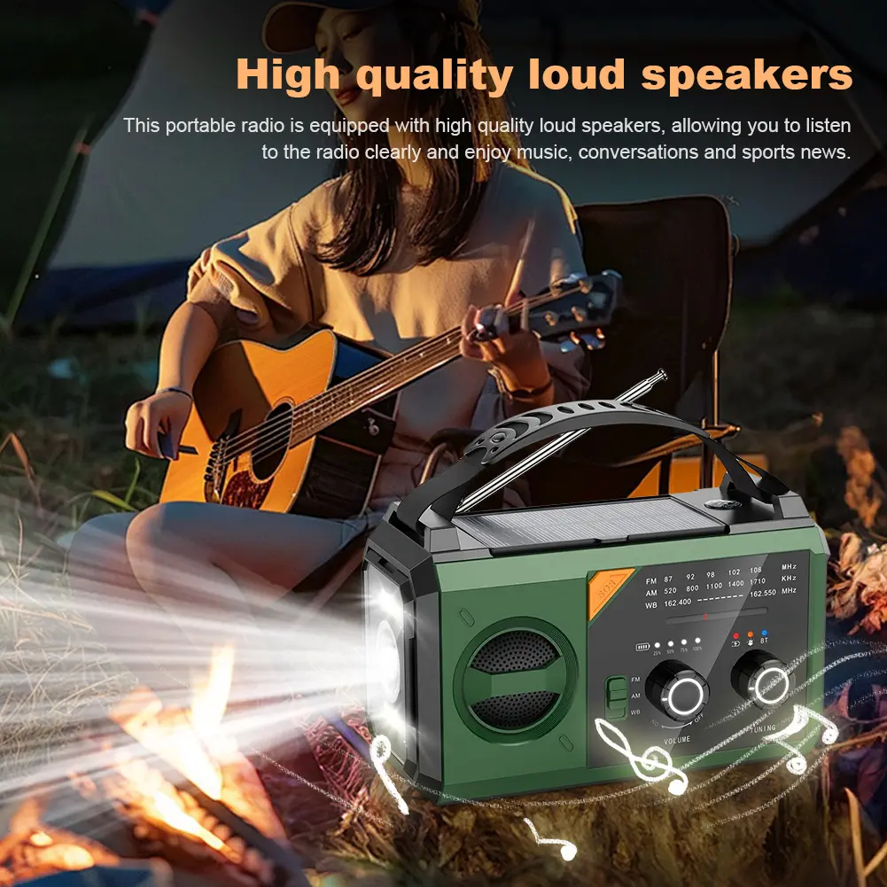 20000mAh Solar Emergency Weather Radio Flashlight & Reading Light AM FM NOAA Compass Cell Phone Charger for Home and Emergency