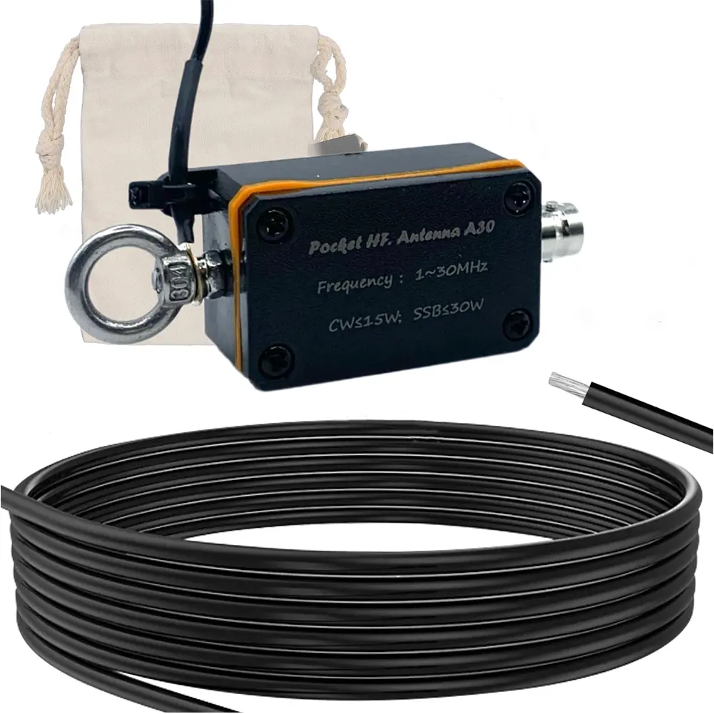1-30MHz Shortwave Antenna Inverted V Horizontal Balun Long Line Wideband End-fed Antenna HF Shortwave Antenna with Storage Bag