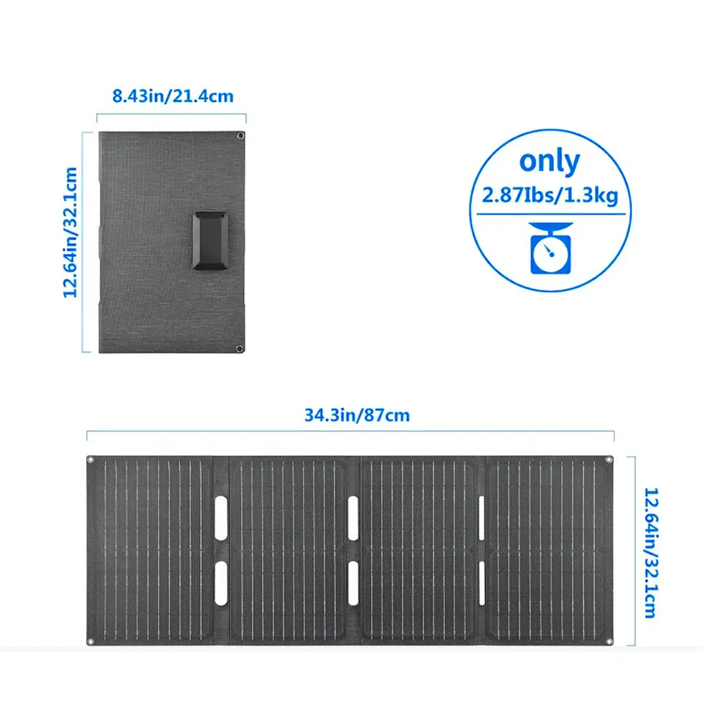 60W Folding Solar Panel IP65 Waterproof Foldable Solar Charger Portable Solar Panel Charger Battery Charger for Hiking & Camping