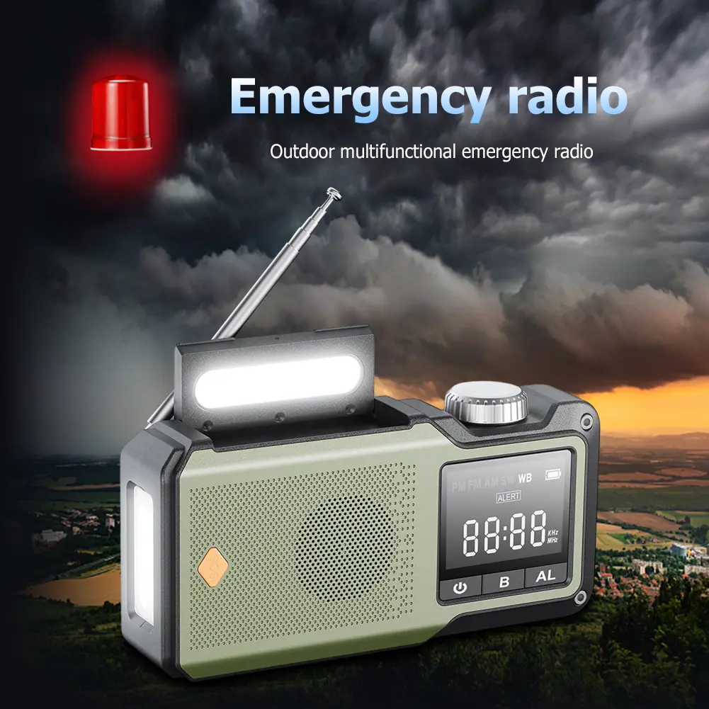 10000mAh Hand Crank Emergency Radio Solar Powered Radio AM/FM/WB Weather Radio Portable Radio for Outdoor Camping and Emergency