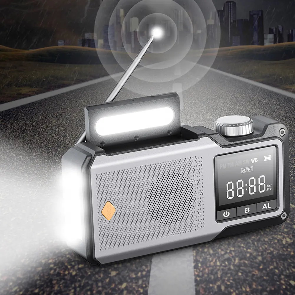 10000mAh Hand Crank Emergency Radio Solar Powered Radio AM/FM/WB Weather Radio Portable Radio for Outdoor Camping and Emergency