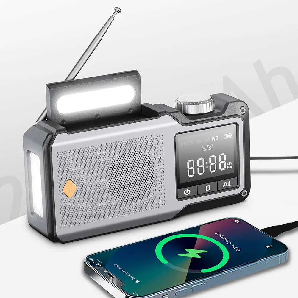 10000mAh Hand Crank Emergency Radio Solar Powered Radio AM/FM/WB Weather Radio Portable Radio for Outdoor Camping and Emergency
