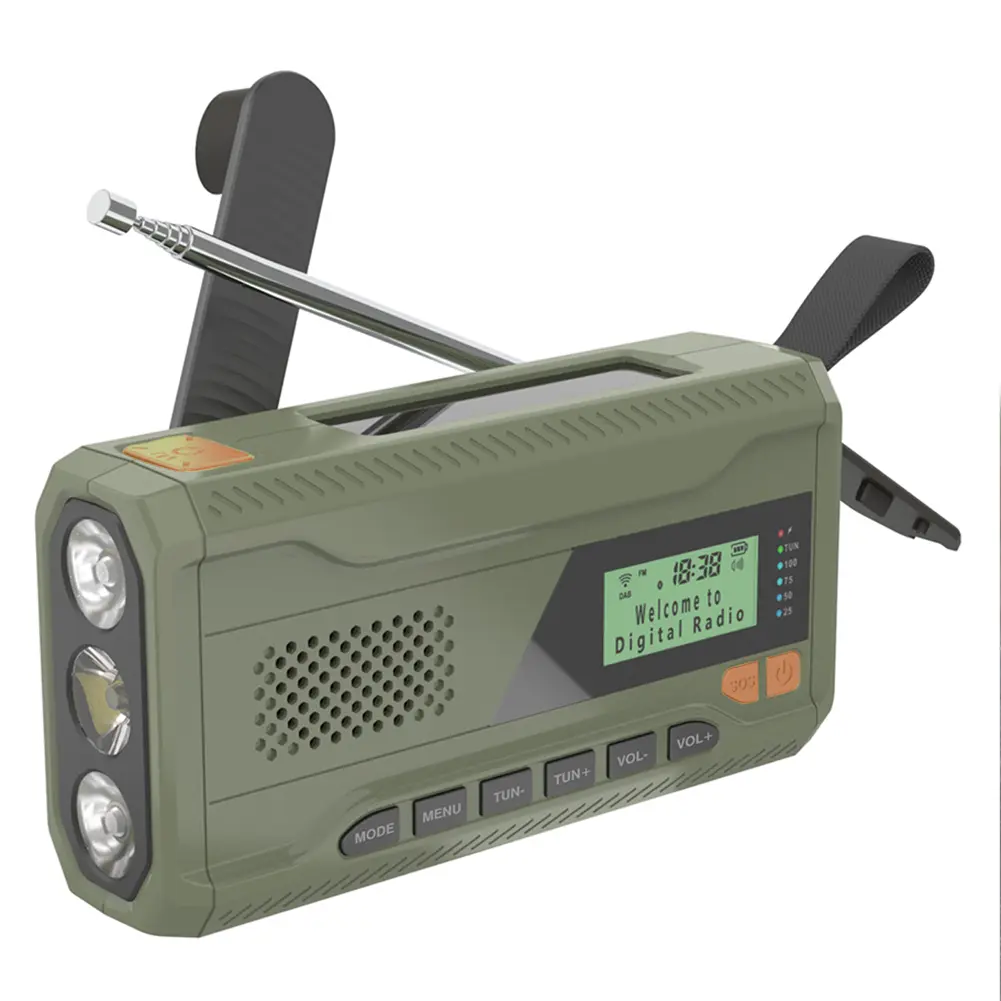 Portable DAB FM Radio with Flashlight BT Speaker Emergency Radio Emergency Weather Radio for Outdoor Camping Emergency