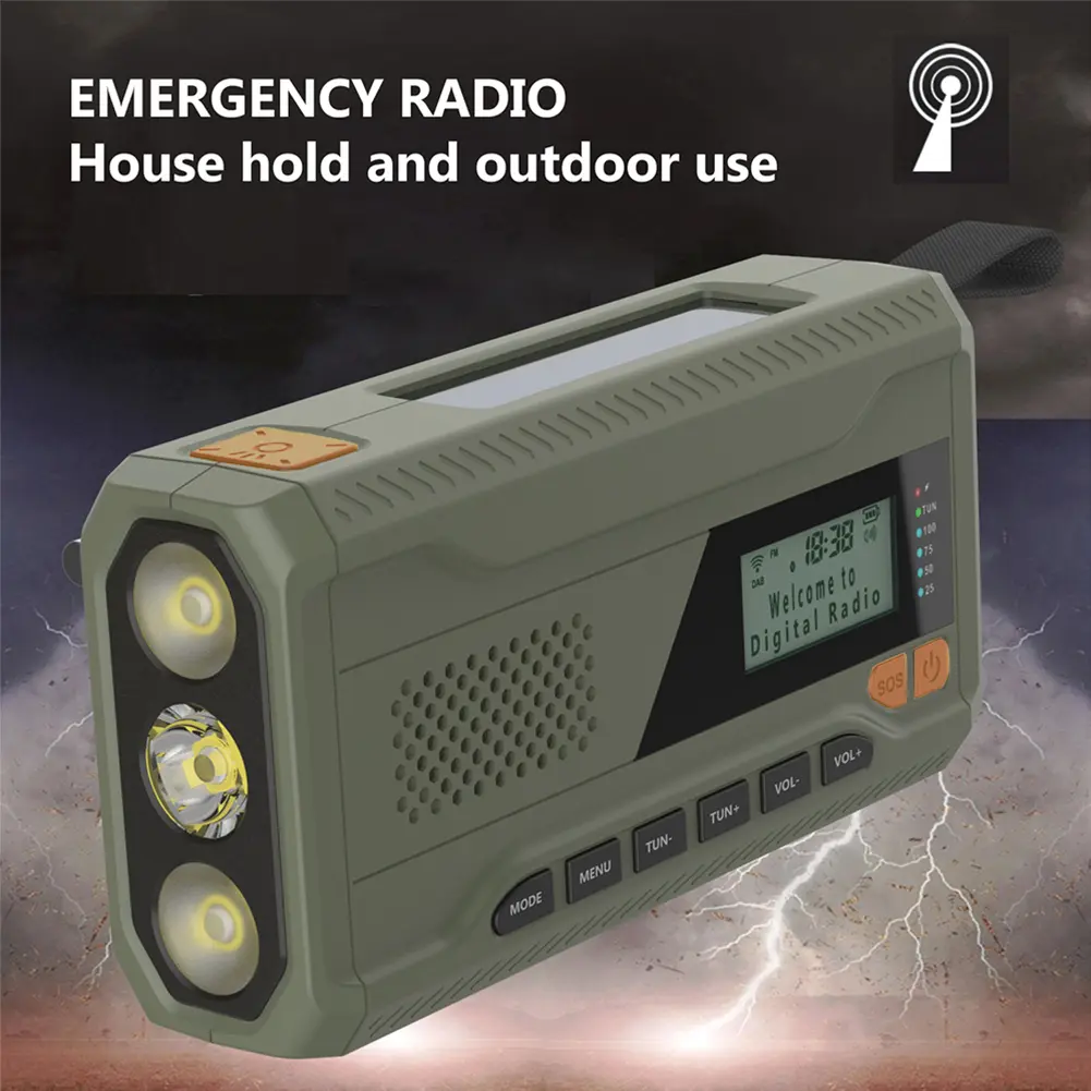 Portable DAB FM Radio with Flashlight BT Speaker Emergency Radio Emergency Weather Radio for Outdoor Camping Emergency