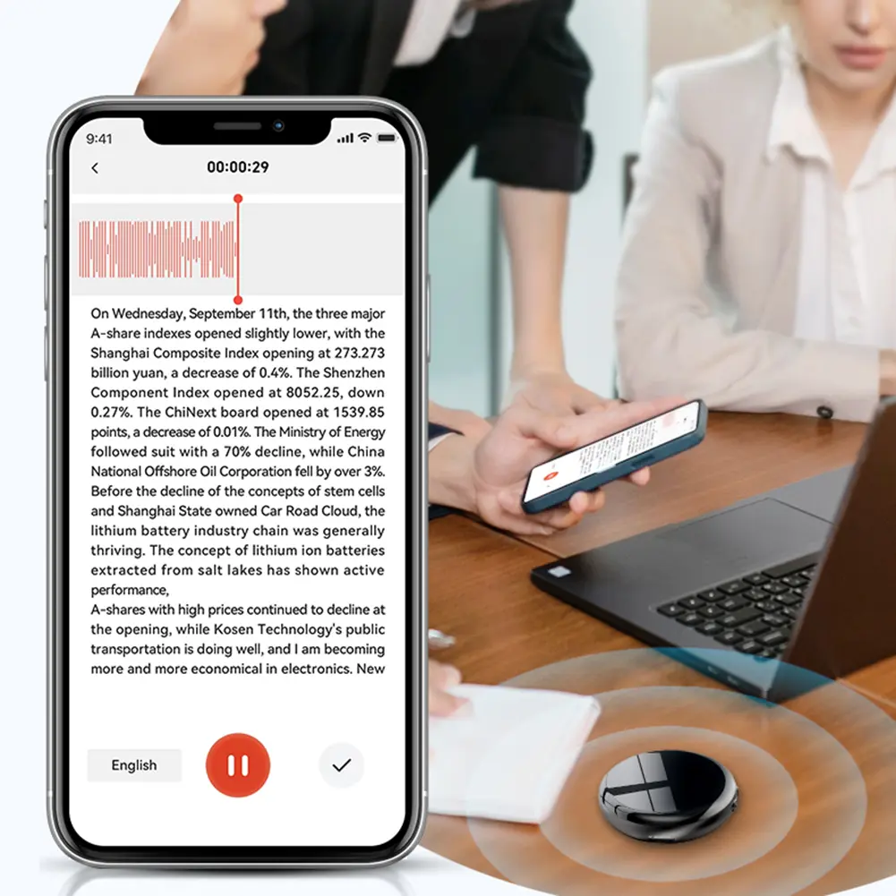 AI Voice Recorder with Real-Time Transcription & Translation Audio Recorder Audio Recording Device for Lectures Meetings Calls