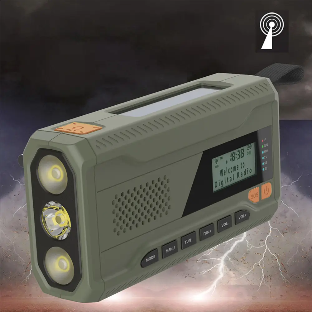Portable DAB FM Radio with Flashlight BT Speaker Emergency Radio Emergency Weather Radio for Outdoor Camping Emergency