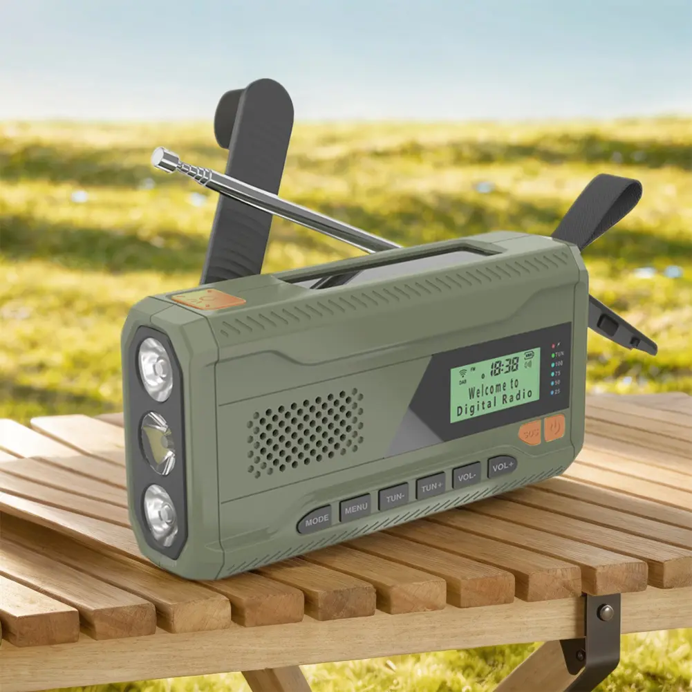 Portable DAB FM Radio with Flashlight BT Speaker Emergency Radio Emergency Weather Radio for Outdoor Camping Emergency
