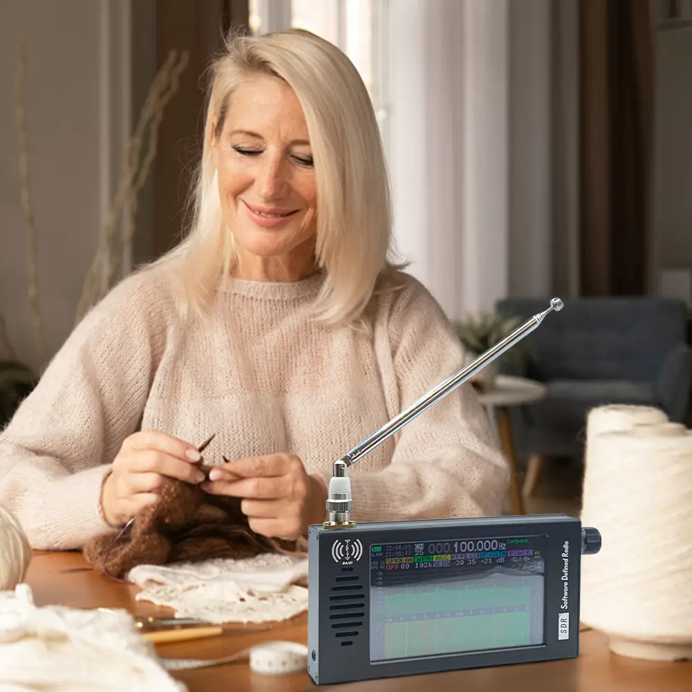 DSP SDR Radio Receiver Portable Shortwave Radio 4.3 Inch Touch Screen Stereo MP3 Player with Headphone Antenna Jack for Hiking