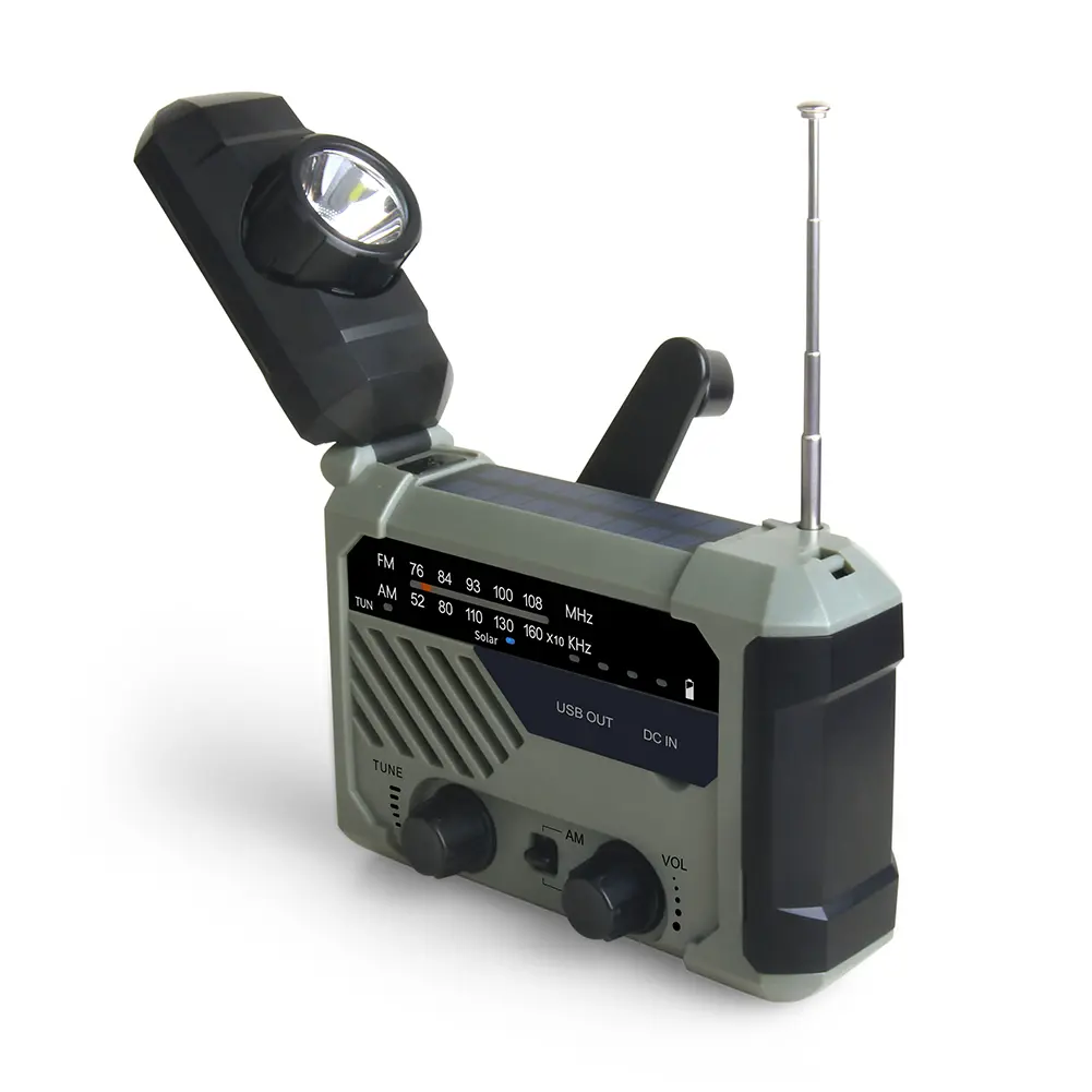 Multifunctional Radio Solar FM/AM Weather Radio Outdoor Camping Picnic Emergency LED Flashlight Power Bank