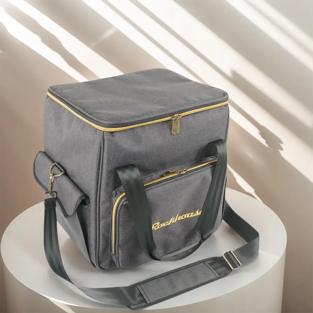 Portable Record Shoulder Bag Multi-Pocket Vinyl Records Storage Handbag Dust Prooof Thicken Padded CD Bag for Music Lovers Gift