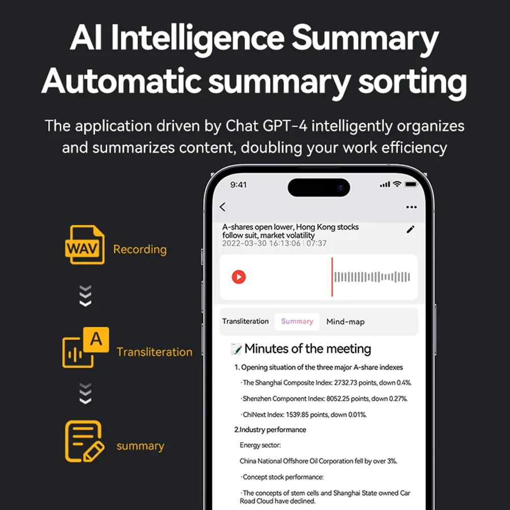 AI Voice Recorder with AI Technology Real-Time Transcription Tool 188 Languages AI Notetaking Device for Lectures Meetings Calls