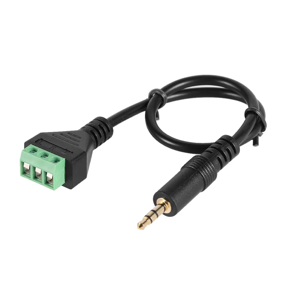 3.5mm 3 Pole Balun Terminal Jack Connector Adapter Cable Gold-plated Solderless Block Adapter Cable Audio/Video Connector 30cm