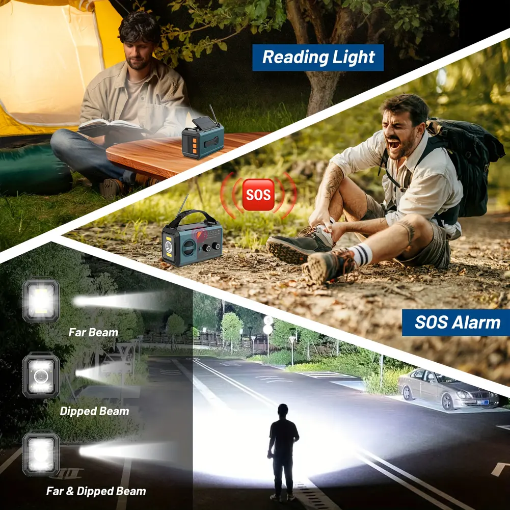20000mAh Solar Weather Alert Radio Hand Crank Flashlight & Reading Light AM FM NOAA Emergency Crank Weather Radio for Emergency