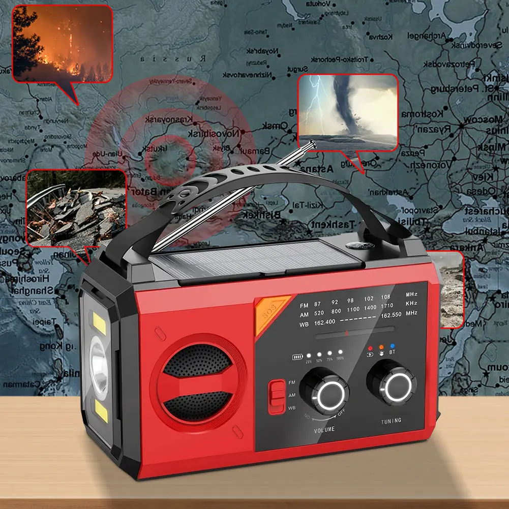 20000mAh Solar Weather Alert Radio Hand Crank Flashlight & Reading Light AM FM NOAA Emergency Crank Weather Radio for Emergency