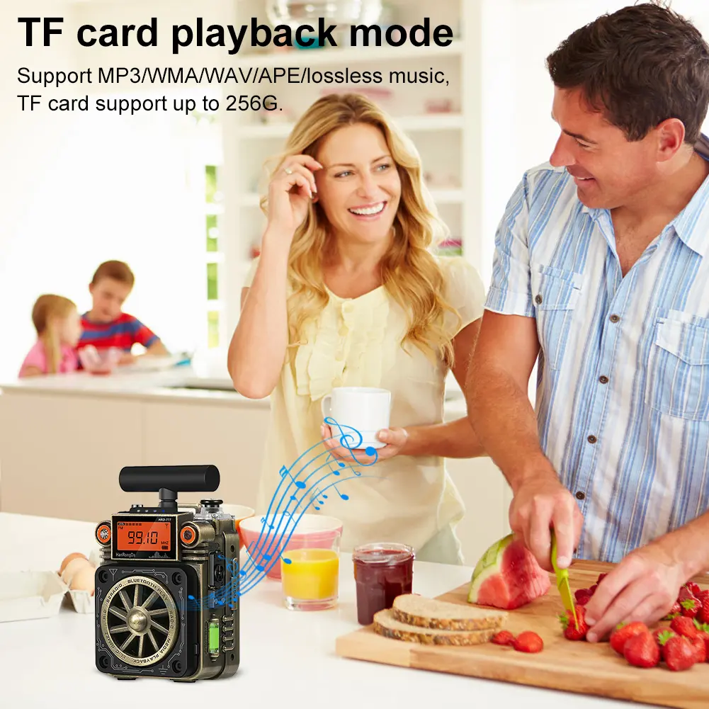 Full-Band Mini Radio with BT Speaker Portable Radio Pocket Radio for Camping