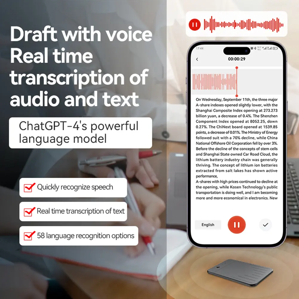 AI Voice Recorder APP Control Audio Recorder Transcribe & Summarization with ChatGPT Voice to Text Recorder for Lecture