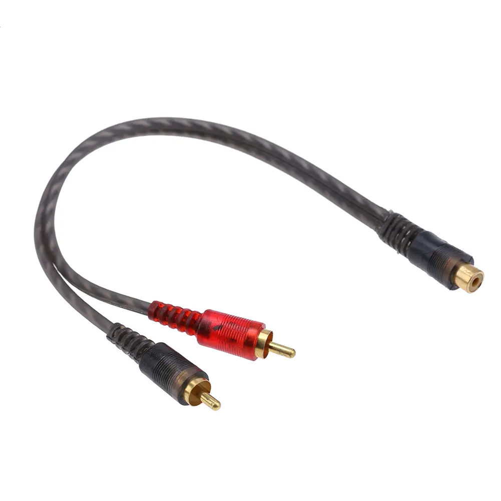 1 Female To 2 Male RCA Stereo Audio Adapter 27CM Y Adapter Connector Car Audio RCA Splitter Adapter Cable for Car Audio System