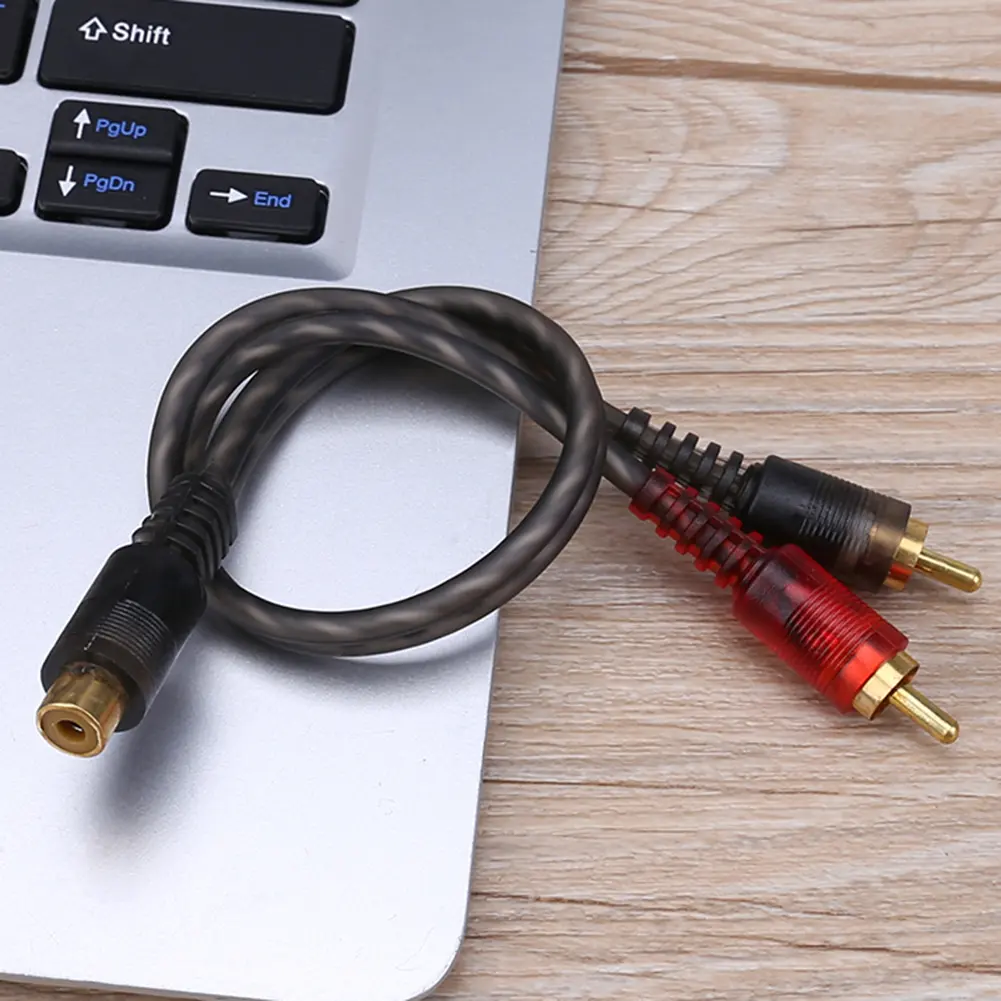 1 Female To 2 Male RCA Stereo Audio Adapter 27CM Y Adapter Connector Car Audio RCA Splitter Adapter Cable for Car Audio System