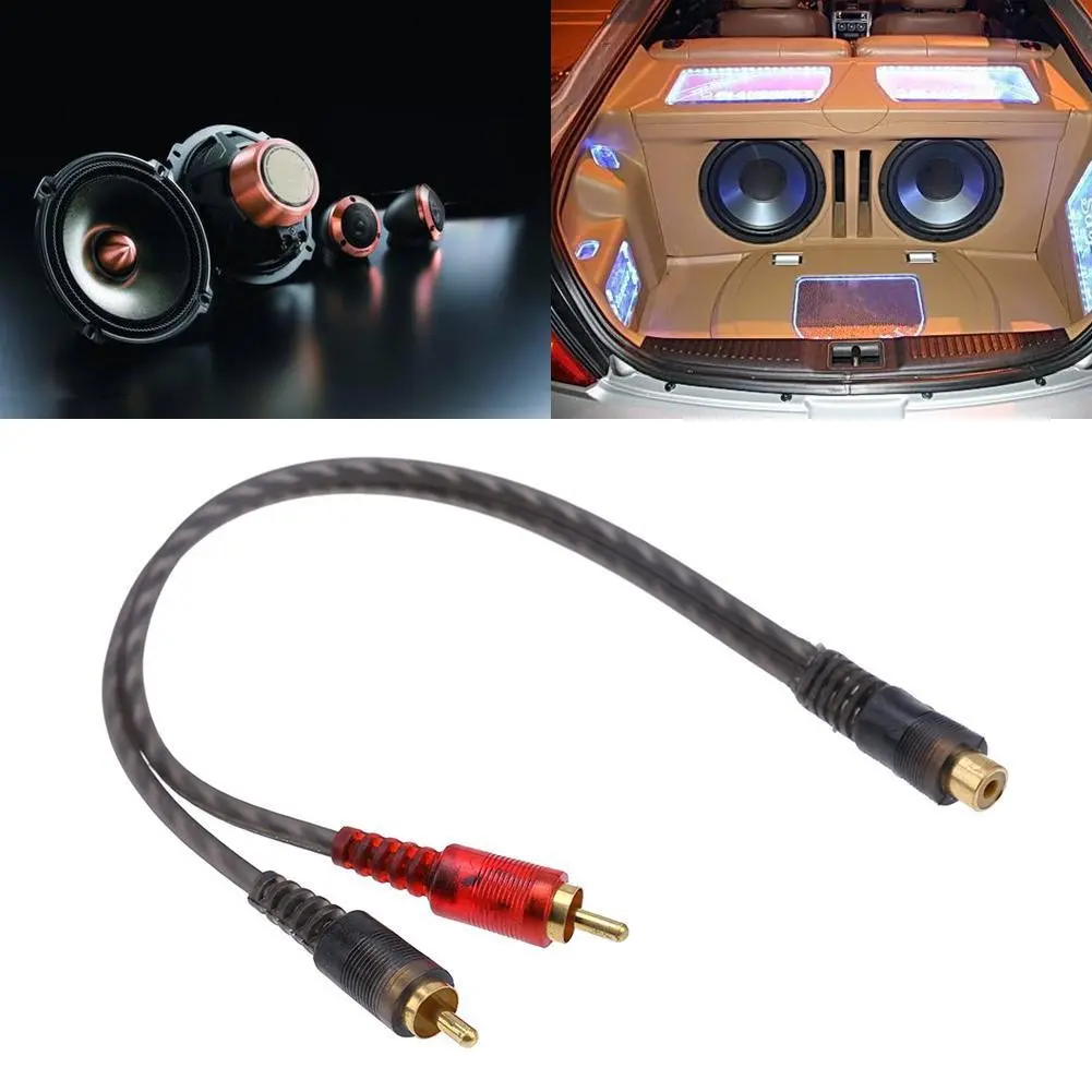 1 Female To 2 Male RCA Stereo Audio Adapter 27CM Y Adapter Connector Car Audio RCA Splitter Adapter Cable for Car Audio System