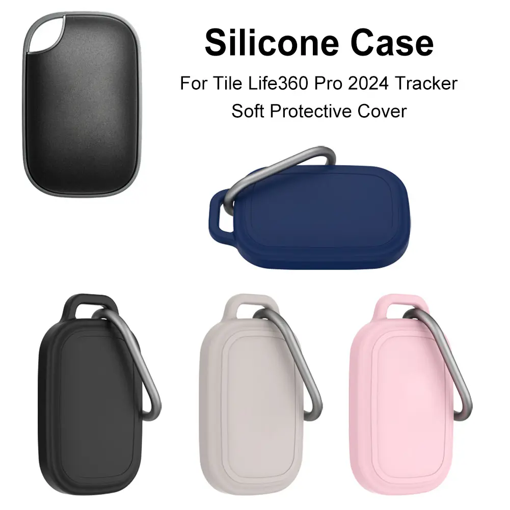 Silicone Case for Tile Life360 Pro 2024 Soft Flexible Protective Cover with Carabiner Soft Silicone Cover Holder for Keys Bags