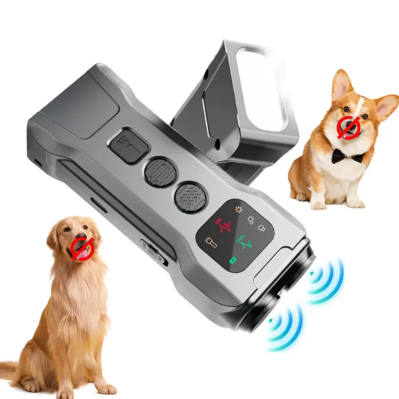 Double Head Dog Repeller with LED Flashlight Anti Barking Training Device Ultrasonic Dog Bark Stopper Light for Pet Gift