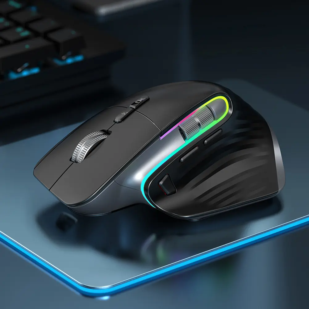 Multi-Device Wireless Mouse Ergonomic Bluetooth-Compatible 5.0 & 2.4G Wireless Portable Optical Mouse 1000-4000DPI for Laptop PC