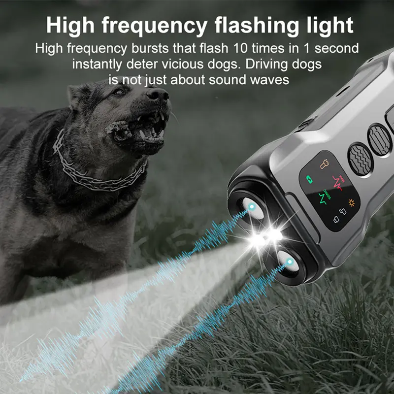 Double Head Dog Repeller with LED Flashlight Anti Barking Training Device Ultrasonic Dog Bark Stopper Light for Pet Gift