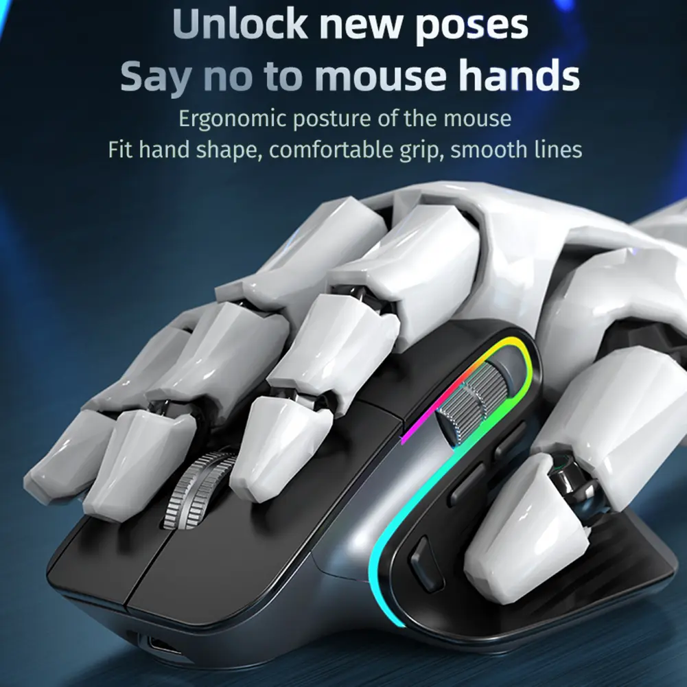 Multi-Device Wireless Mouse Ergonomic Bluetooth-Compatible 5.0 & 2.4G Wireless Portable Optical Mouse 1000-4000DPI for Laptop PC