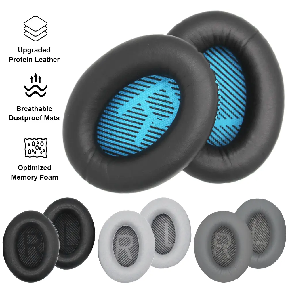 Replacement Ear Pads Soft Protein Leather Headphones Ear Cushions Memory Foam for Bose QuietComfort QC25 QC15 QC35