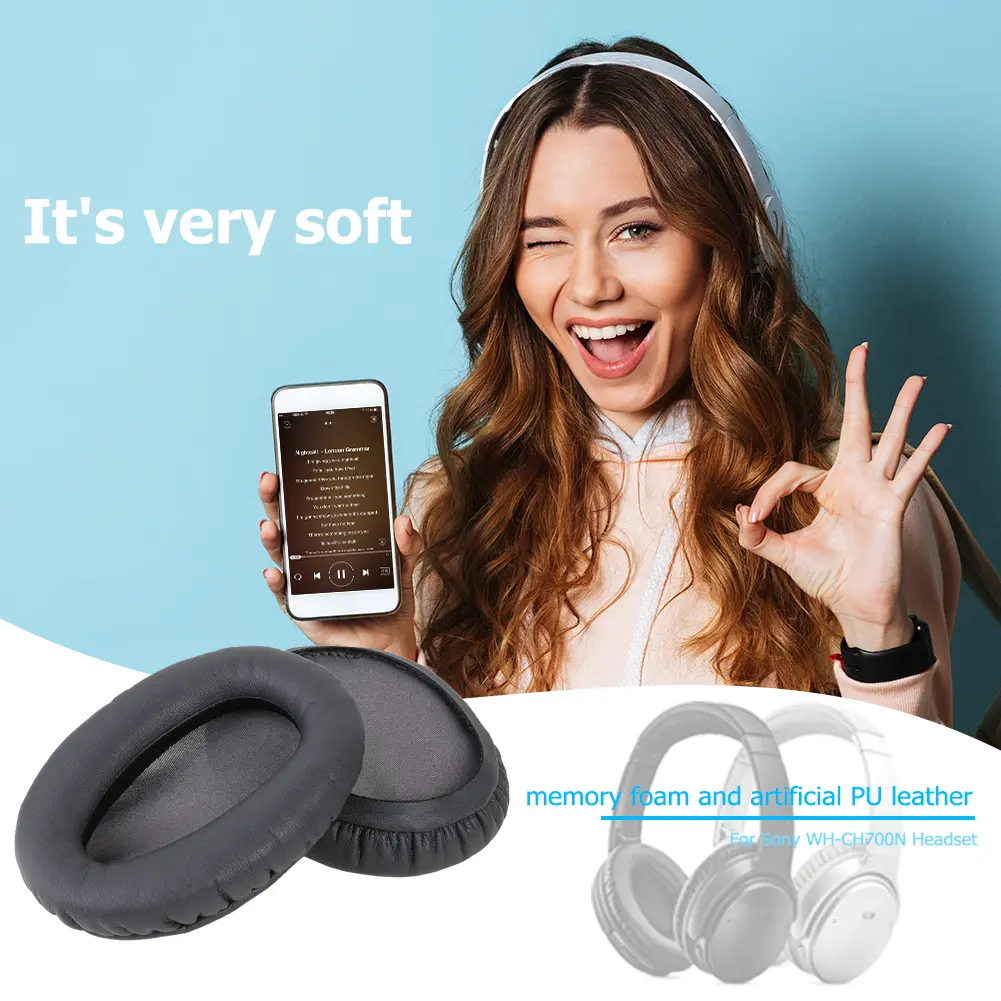 2pcs Ear Pads Foam Cushions Earpads Cover for Sony WH-CH700N Headset Headphone
