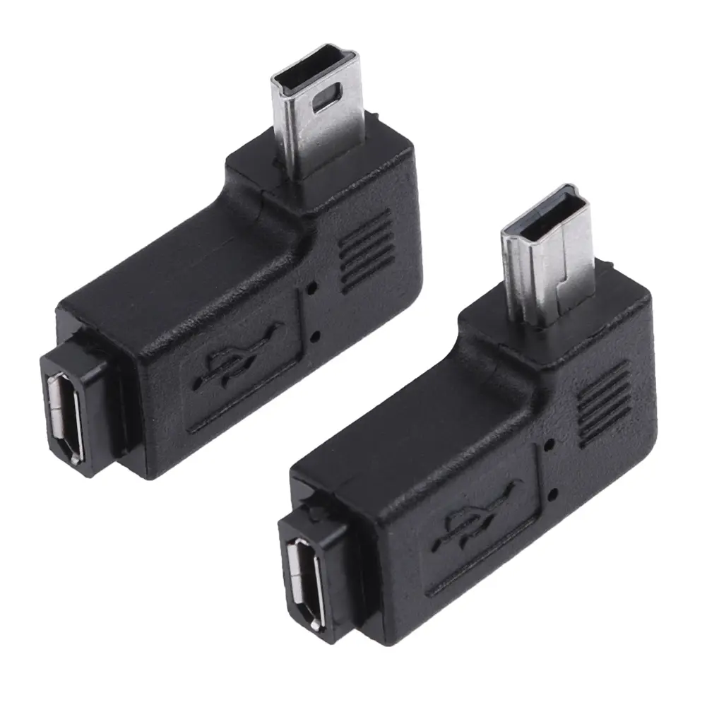 2Pcs Micro USB Female To Mini USB Male Adapter Left Right Angled 90 Degree Micro USB Female To Mini USB Male Connector