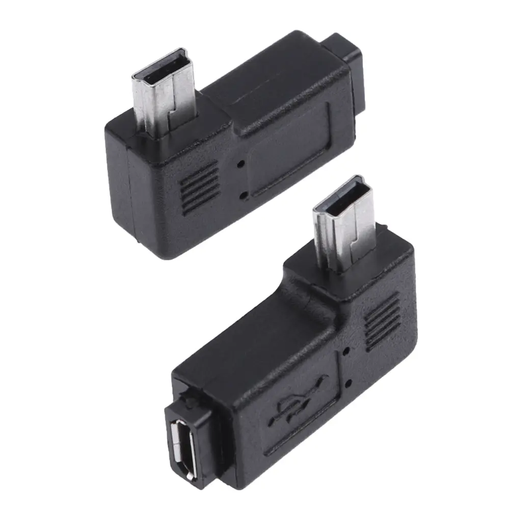 2Pcs Micro USB Female To Mini USB Male Adapter Left Right Angled 90 Degree Micro USB Female To Mini USB Male Connector