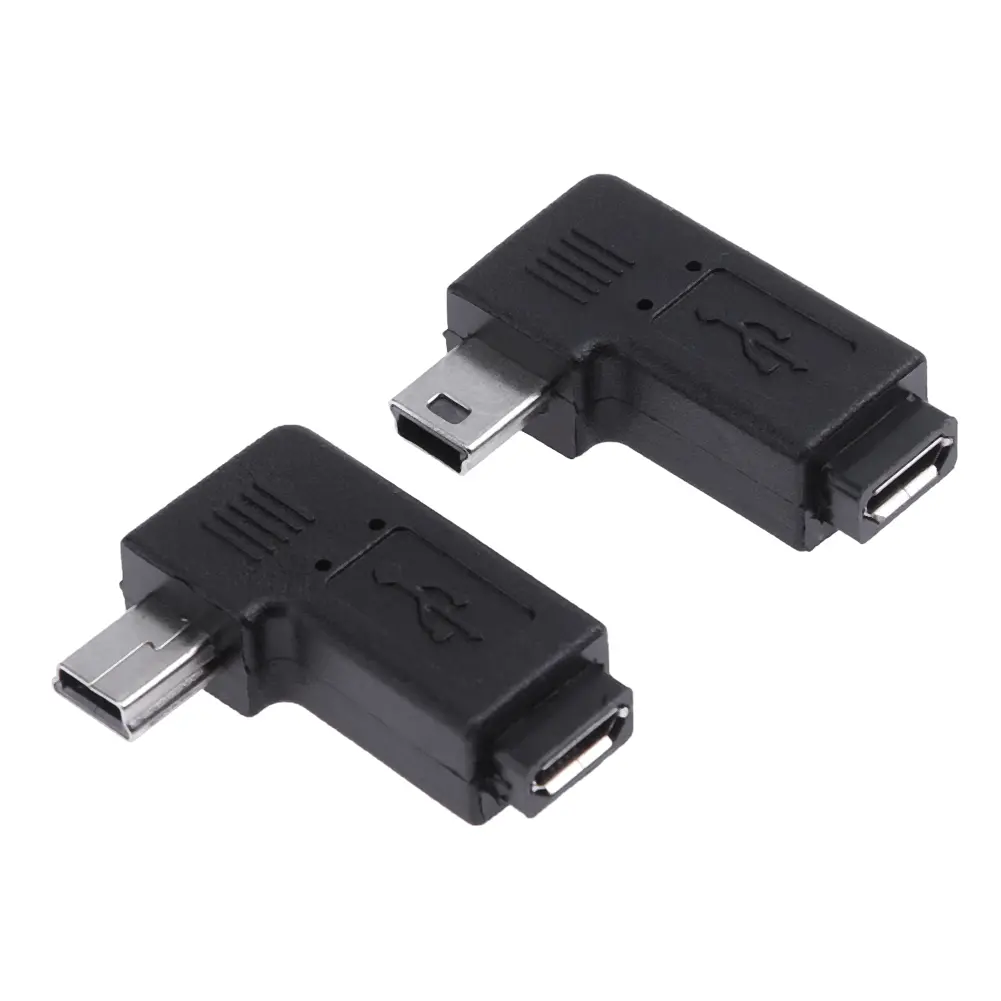 2Pcs Micro USB Female To Mini USB Male Adapter Left Right Angled 90 Degree Micro USB Female To Mini USB Male Connector