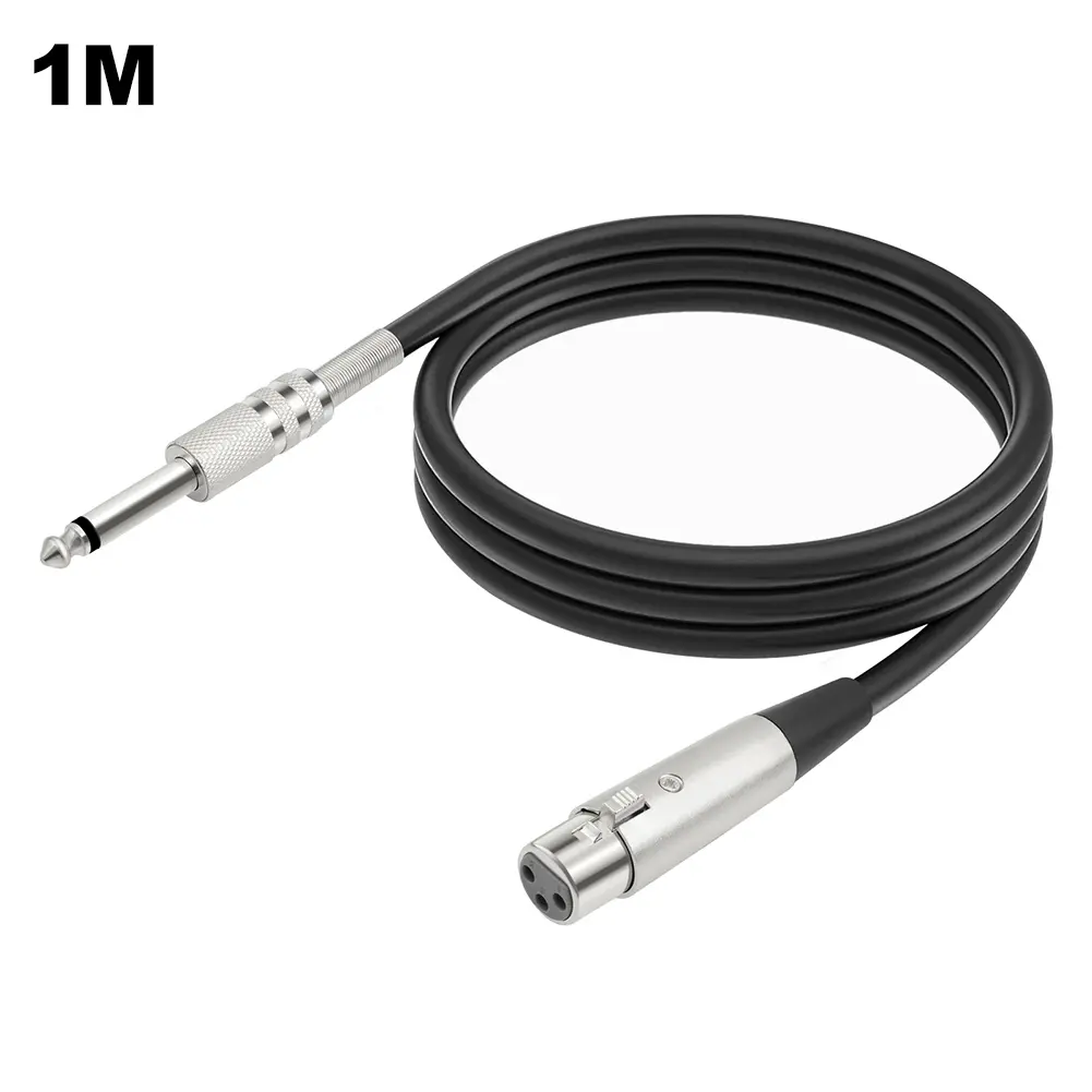 XLR Female To 1/4 (6.35mm) TS Mono Jack Mic Cord Braided XLR Female To 1/4 TS Cable Mic Audio Cable for Dynamic Microphone