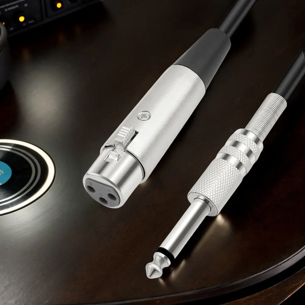 XLR Female To 1/4 (6.35mm) TS Mono Jack Mic Cord Braided XLR Female To 1/4 TS Cable Mic Audio Cable for Dynamic Microphone