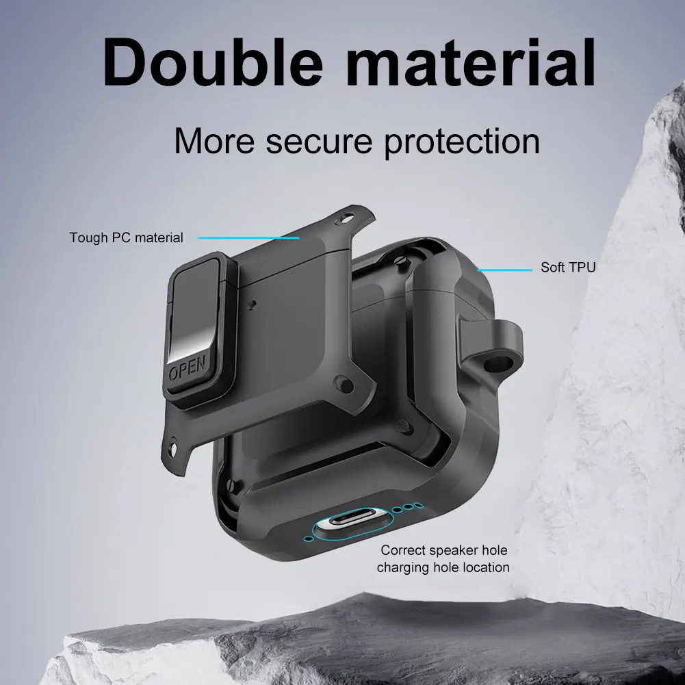 Lock Case for AirPods 4 Protector Cover with Carabiner with Secure Lock Clip for Apple Airpods 4th Generation Case Cover (2024)