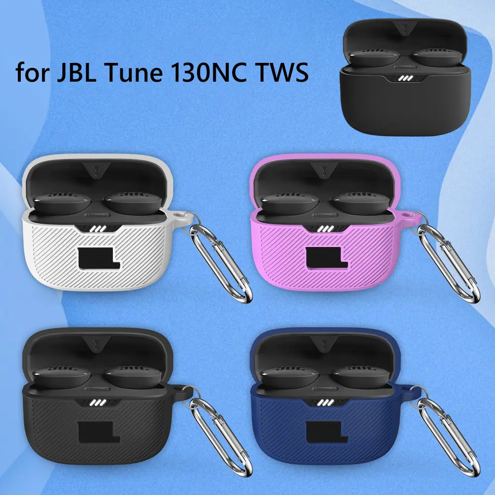 Silicone Headphone Shell Anti Drop Dustproof Earphone Headphones Cover Waterproof with Hook for JBL Tune 130NC TWS