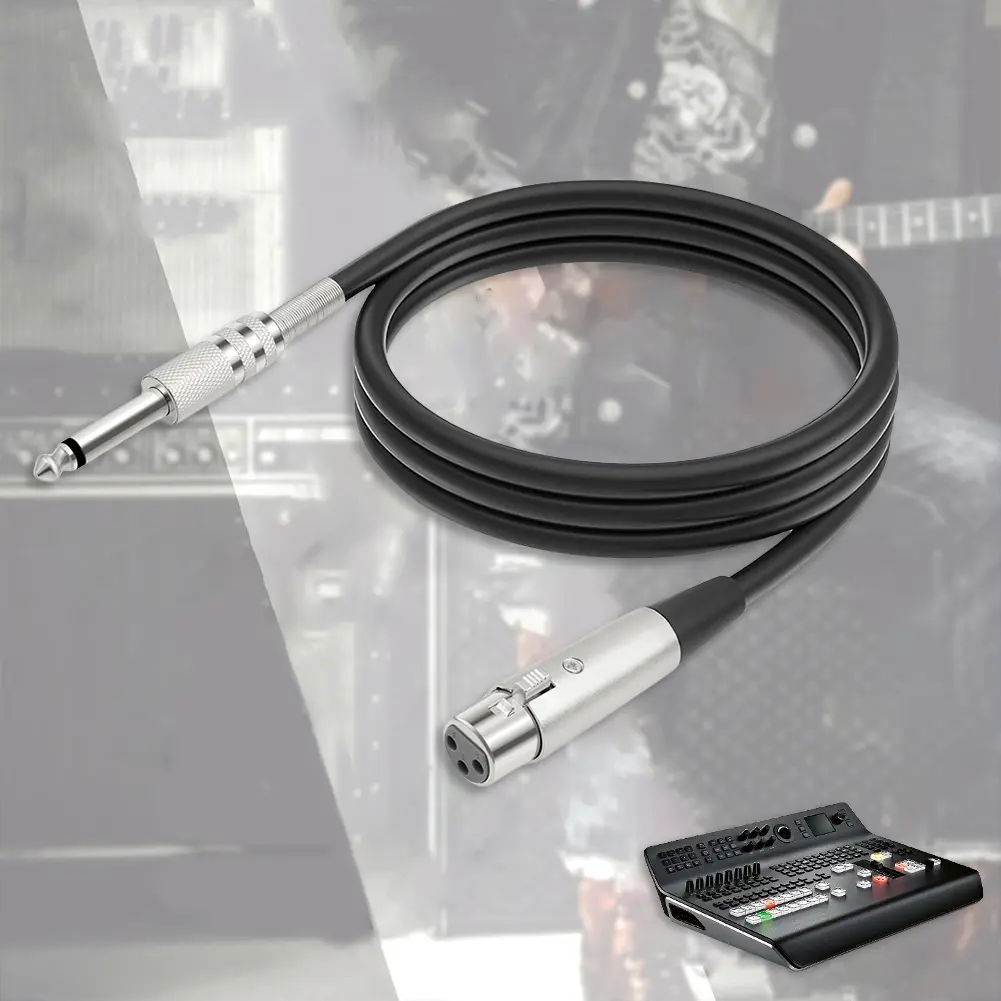 XLR Female To 1/4 (6.35mm) TS Mono Jack Mic Cord Braided XLR Female To 1/4 TS Cable Mic Audio Cable for Dynamic Microphone