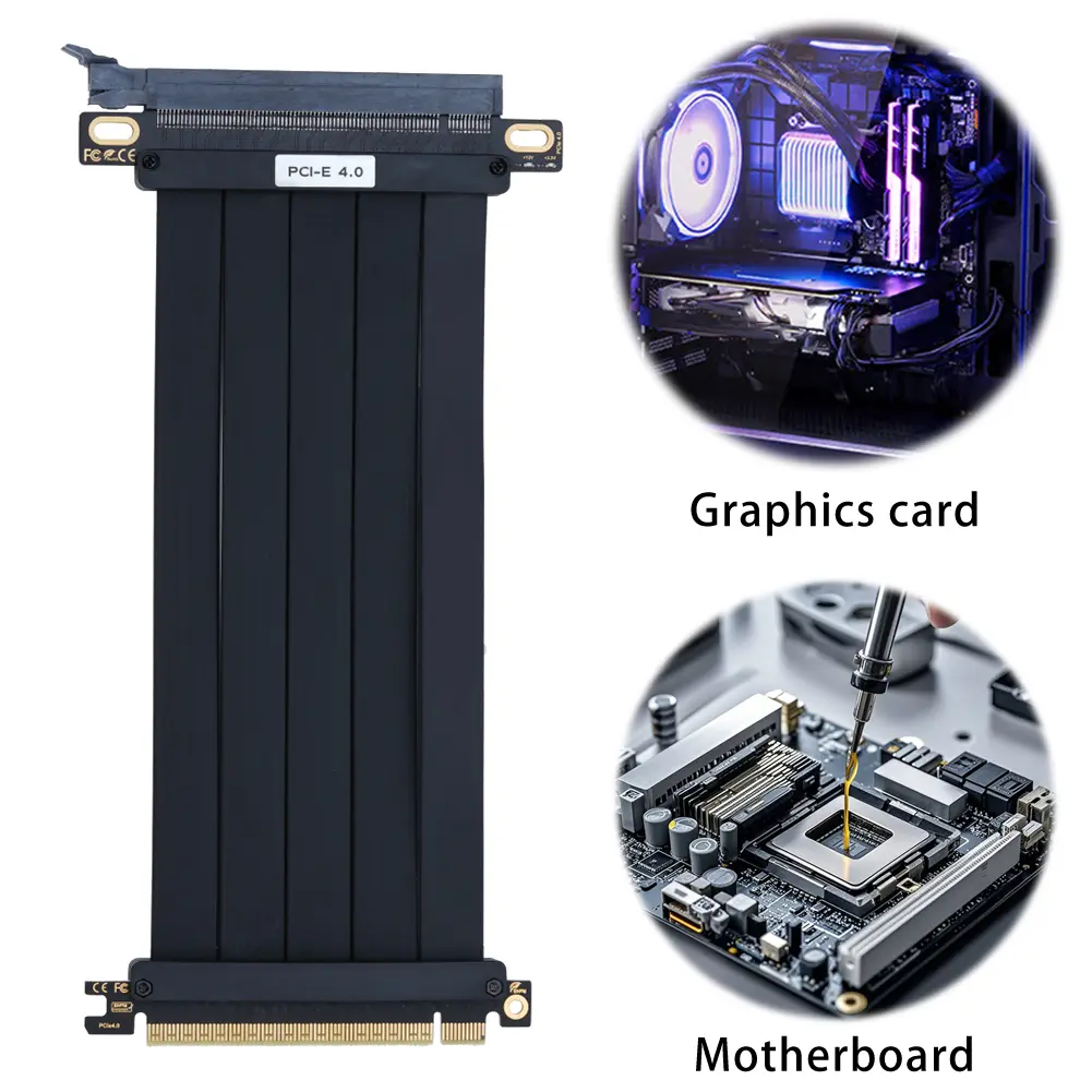 PCI-E 4.0 Riser Cable PCI Express Gen 4 GPU Extension Cord Graphics Card Extension Cable Compatible with RTX4090 RTX4080