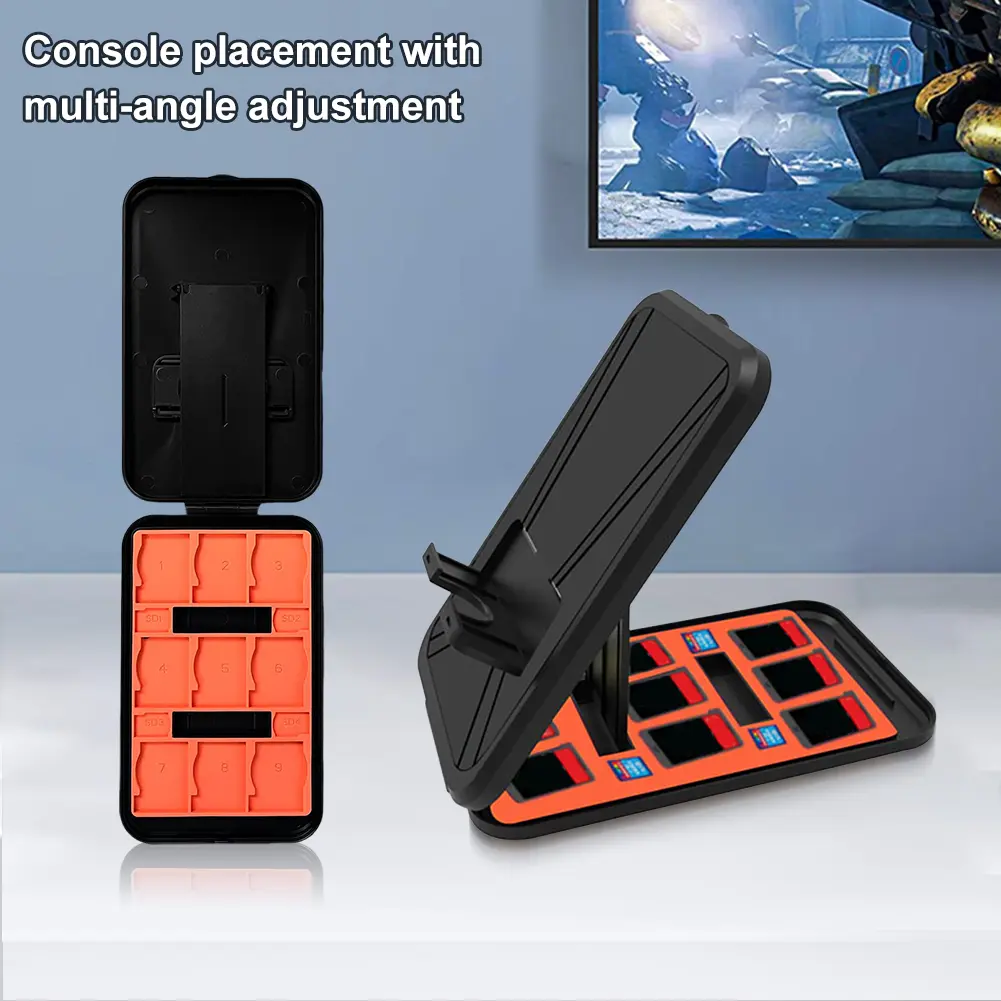 For Nintend Switch2 Foldable Base Stand Holder with 9 Game Card Slots & 4 SD Card Slots Desktop Holder for Switch/OLED/Lite