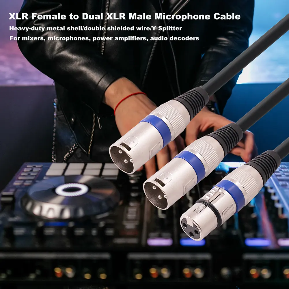 3 Pin XLR Female To Dual XLR Male Cable Noise Reduction XLR Female To Dual XLR Male Cable for Amplifier Mic Speaker Accessories
